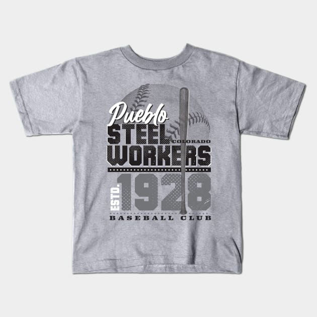 Pueblo Steel Workers Baseball Kids T-Shirt by MindsparkCreative